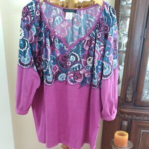 Elegant Blouse, Exclusive design, Ulla Popken, Cotton 100 %, Size - 1X ( 16-18 )